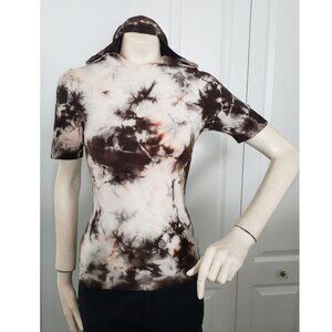 BNWOT Estefania brown and white tie dye shirt with hood